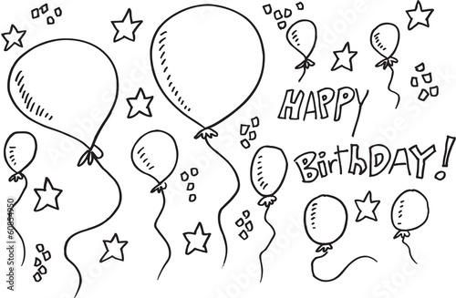 Balloon Party Doodle Illustration Vector Set