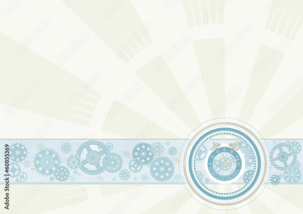 Fototapeta premium Vector background with alarm clock and pinions