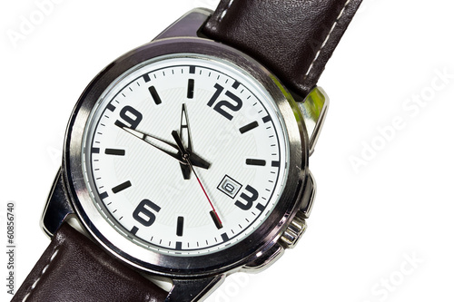 Close up watch on white background