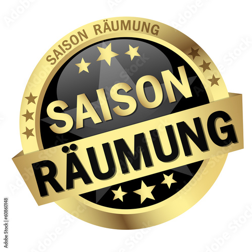 Button mit Banner " SAISONRÄUMUNG "
