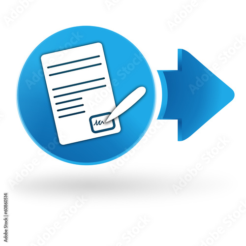 signature de contrat sur symbole web bleu