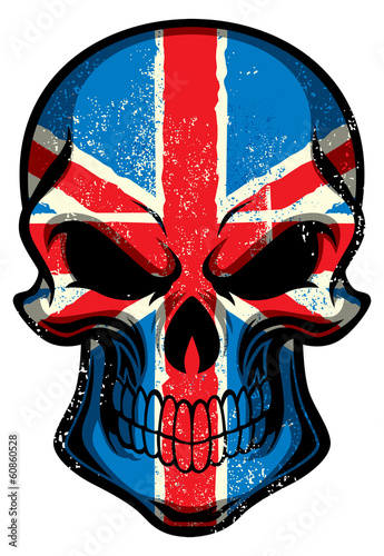 UK flag painted on a skull
