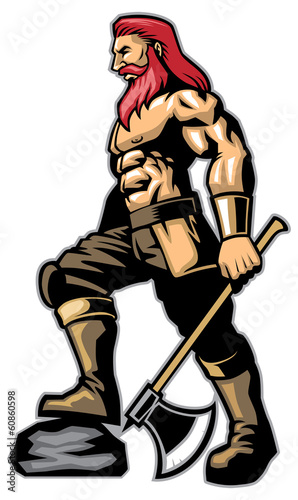 warrior standing hold an axe