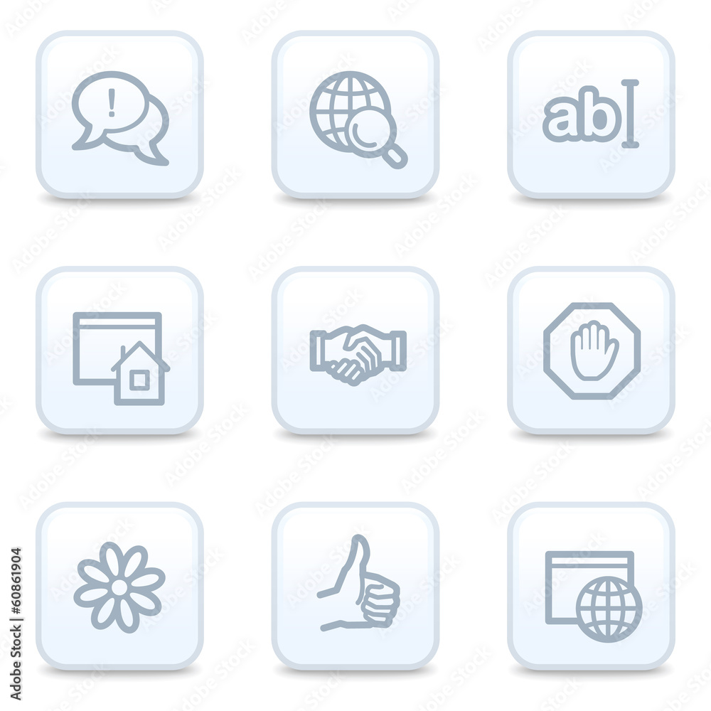 Internet web icons, square buttons Internet web icons, square buttons