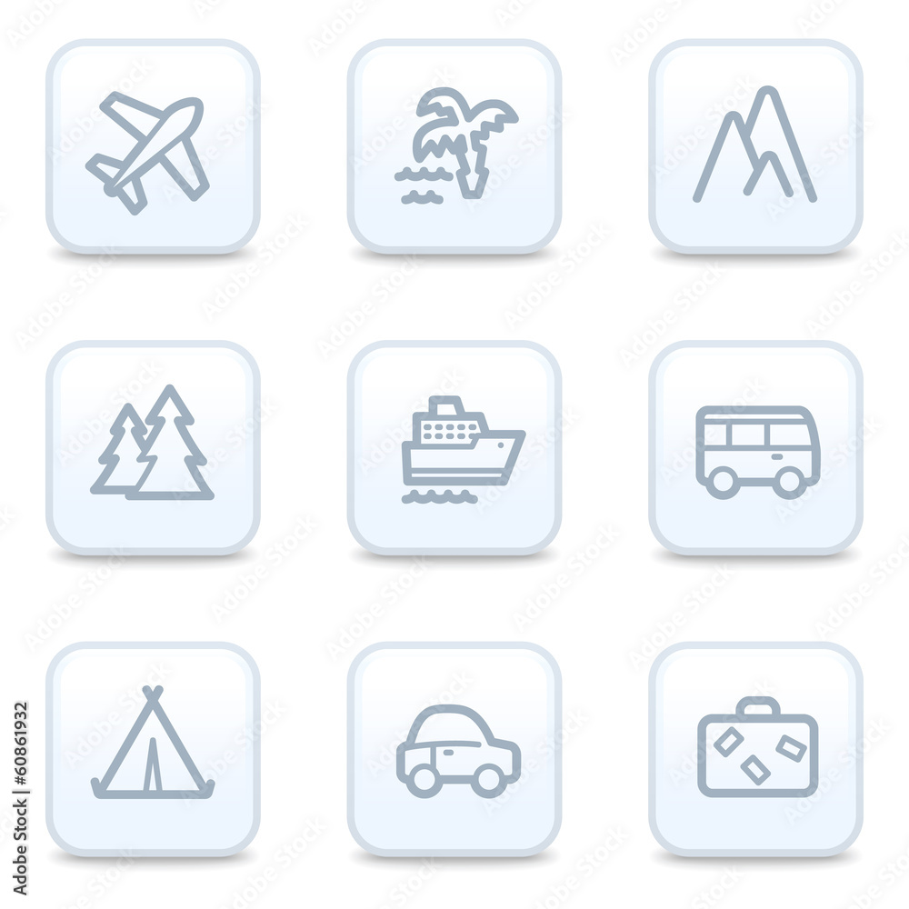 Travel web icons, square buttons