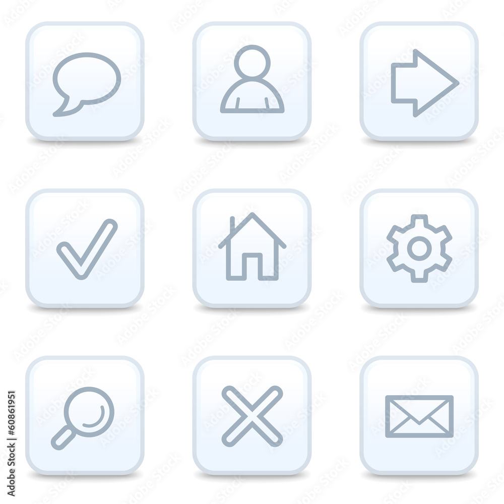 Basic web icons, square buttons Basic web icons, square buttons