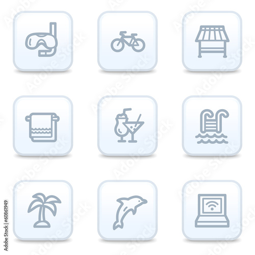 Vacation web icons, square buttons