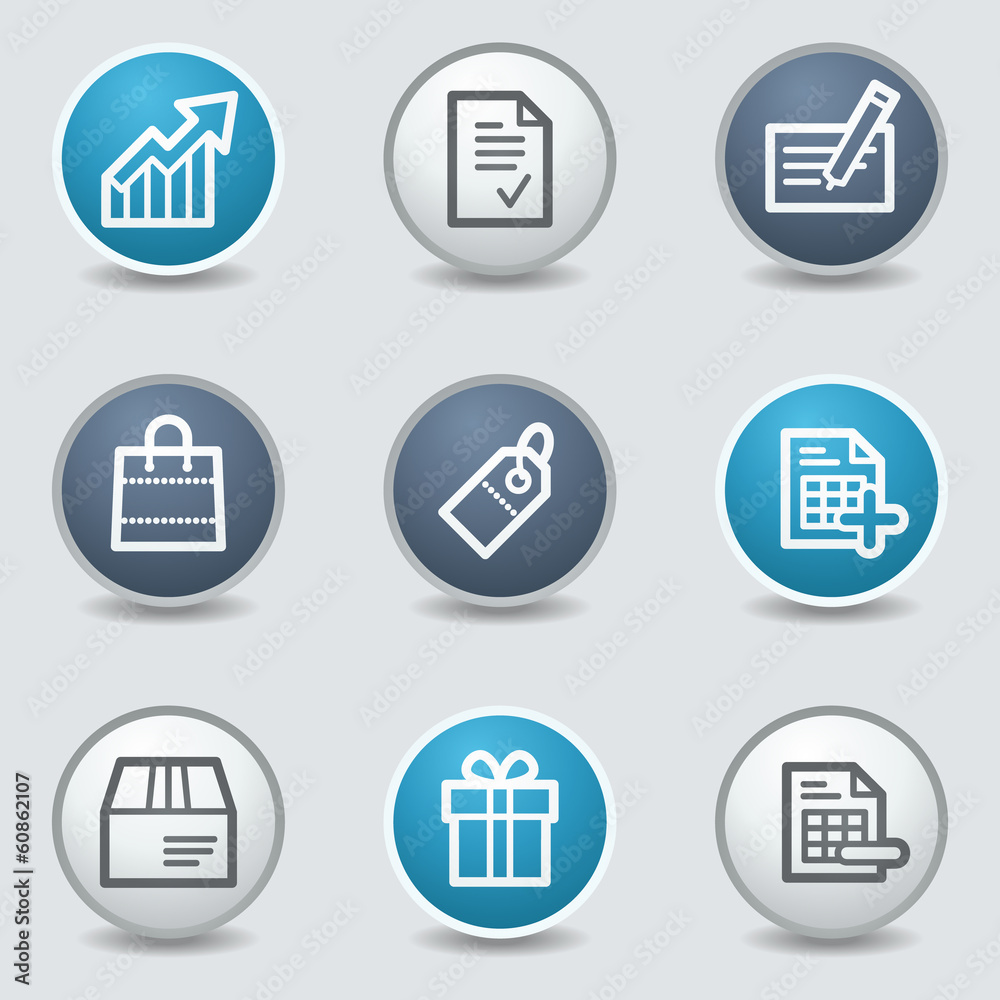 Shopping web icons, circle blue buttons Shopping web icons, circle blue buttons