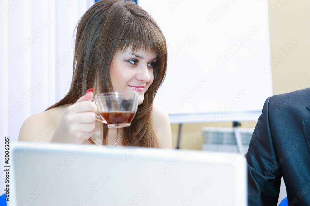 Two business people man and woman at work Two business people man and woman at work