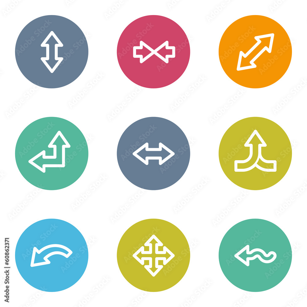 Arrows web icons set 2, color circle buttons Arrows web icons set 2, color circle buttons