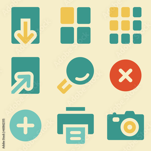 Image viewer web icons retro color series