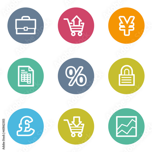 E-business web icons, color circle buttons