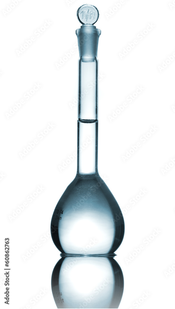Isolated chemical volumetric flask with reflection Isolated chemical volumetric flask with reflection