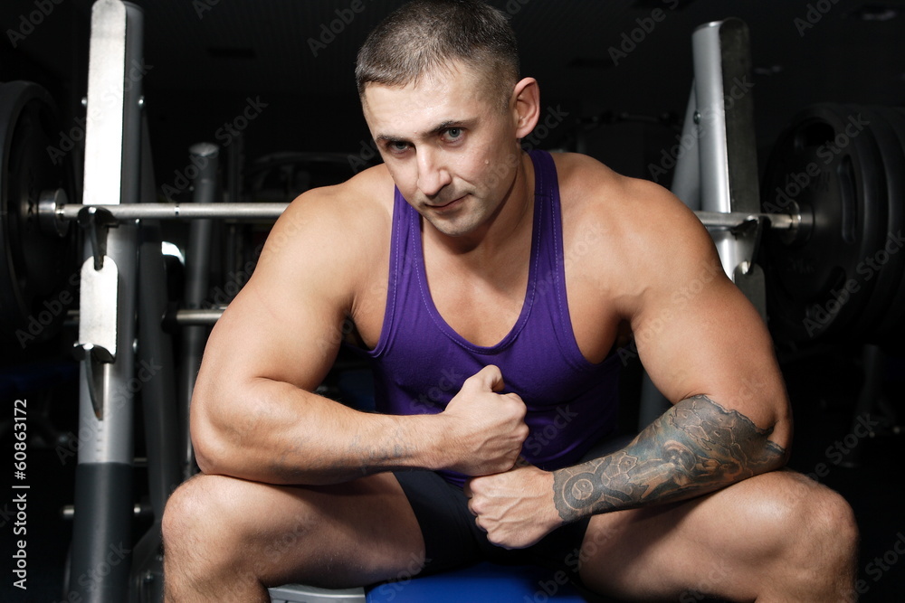 Bodybuilder training in the gym Bodybuilder training in the gym