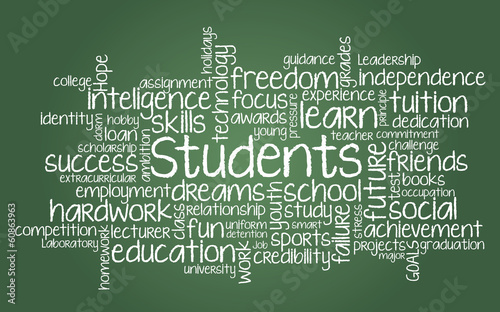 Students word cloud illustration in vector format