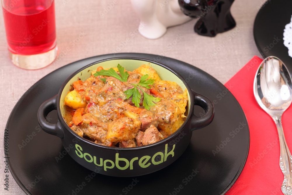 Beef goulash stew with vegetables