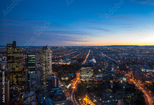 A view of Melbourne at dusk, Victoria, Australia 