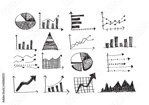 hand doodle sketch business charts graph
