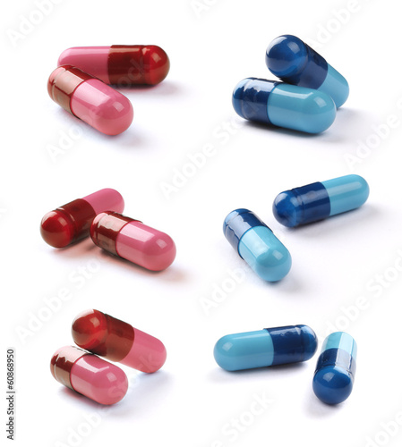 Red and blue tablets with clipping path.