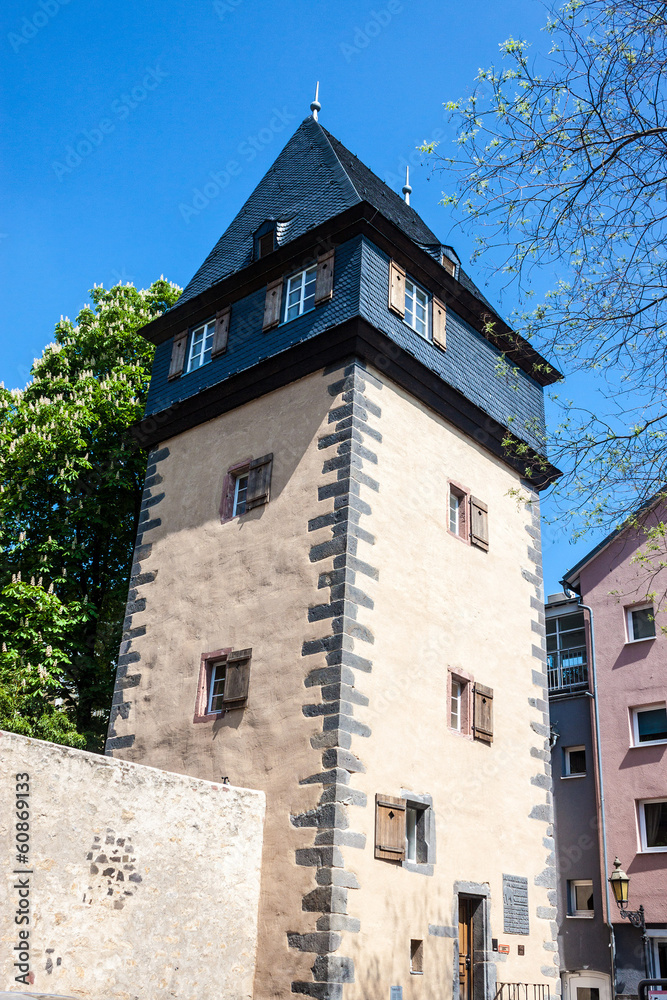 Old tower in Sachsenhausen disctrict, Frankfurt, Germany