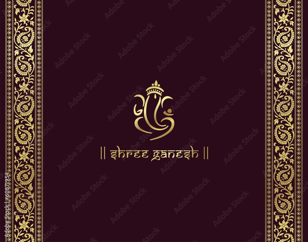 Ganesha, traditional Hindu wedding card, royal Rajasthan, India Ganesha, traditional Hindu wedding card, royal Rajasthan, India