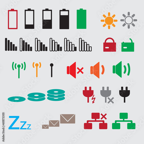 laptop and pc indication status icons eps10