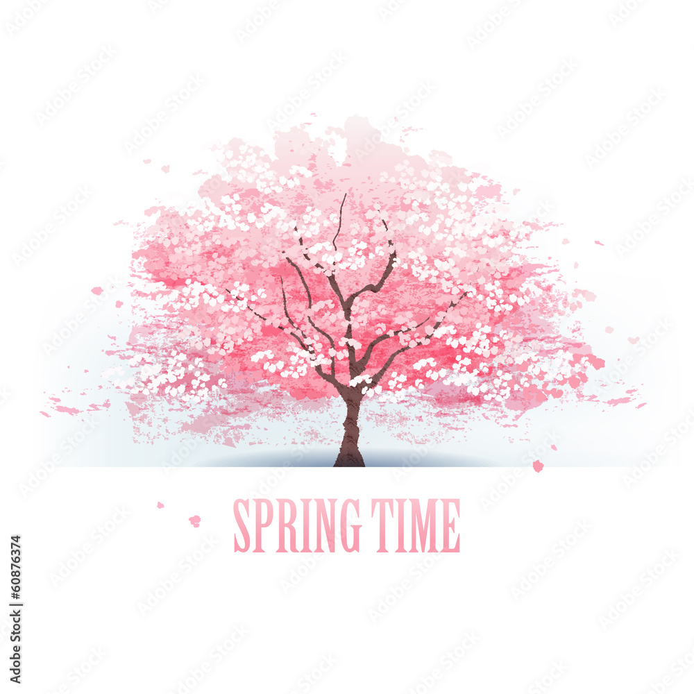 Naklejka premium 桜 木 Beautiful cherry blossom tree