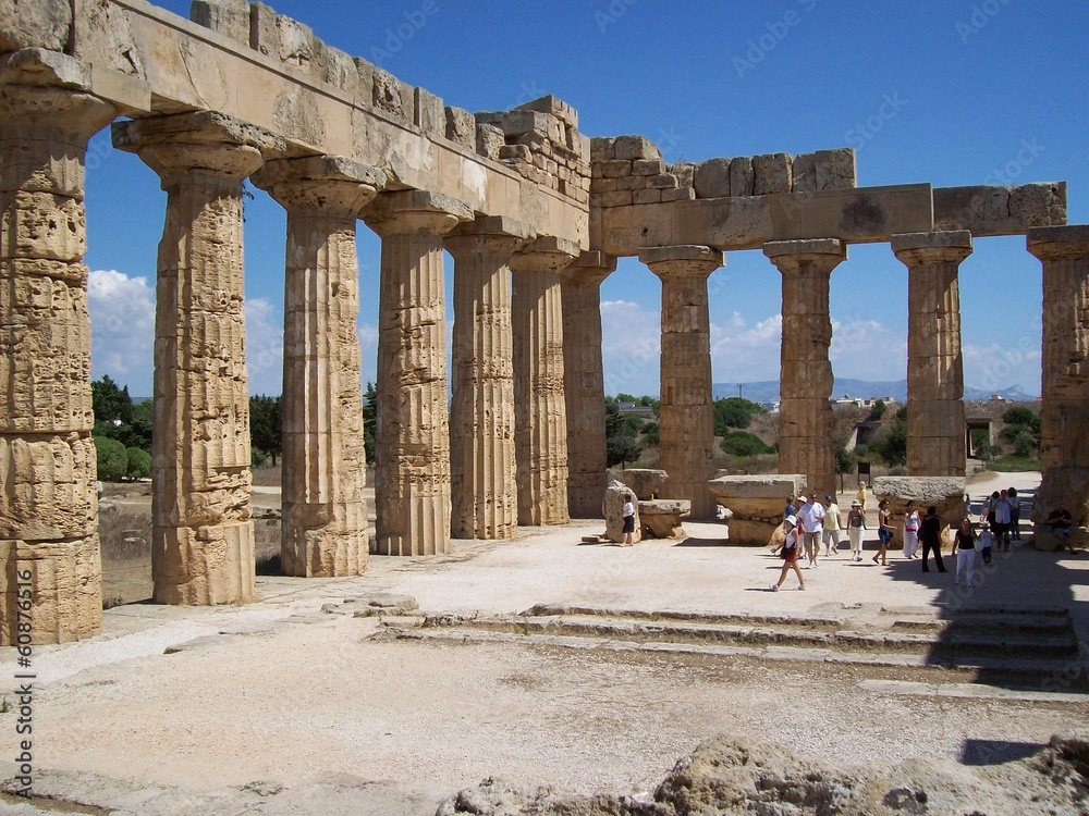 Ancient Greek columns Sicilia , Italy