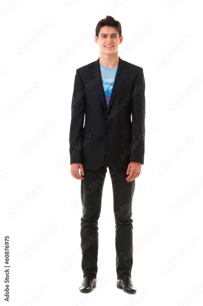 Smiling young business man Full Length isolated on white backgro Smiling young business man Full Length isolated on white backgro