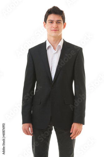 Handsome business person on white