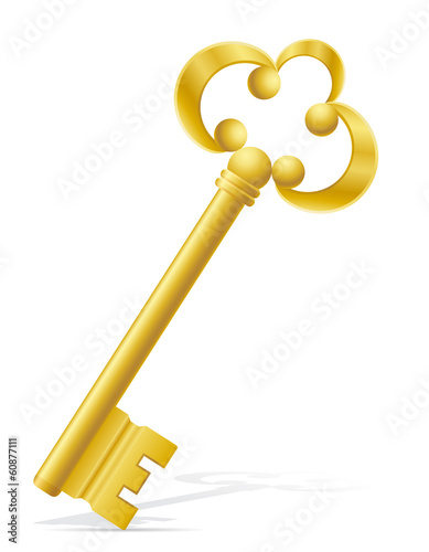 old retro key door lock vector illustration