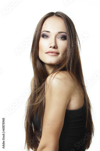 portrait of young beautiful woman, isolated on white