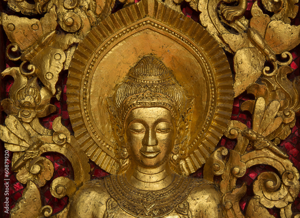 Buddha Carving inside a temple, Luang Prabang, Lao