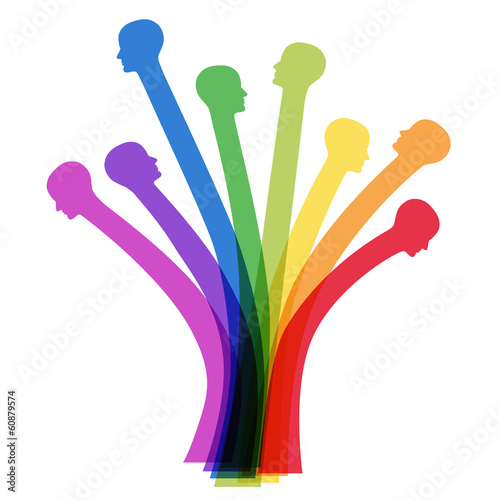 Baum aus Köpfen in Regenbogenfarben – Vektor und freigestellt