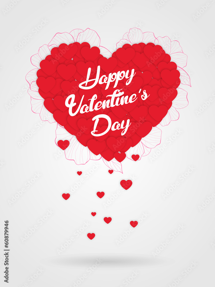 Happy valentine's day card with hearts, vector illustration