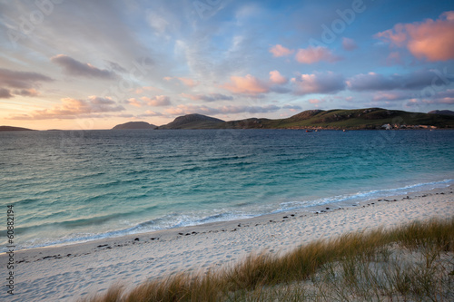 Colorful sunrise over Vatersay beach, Western Isles, Scotland