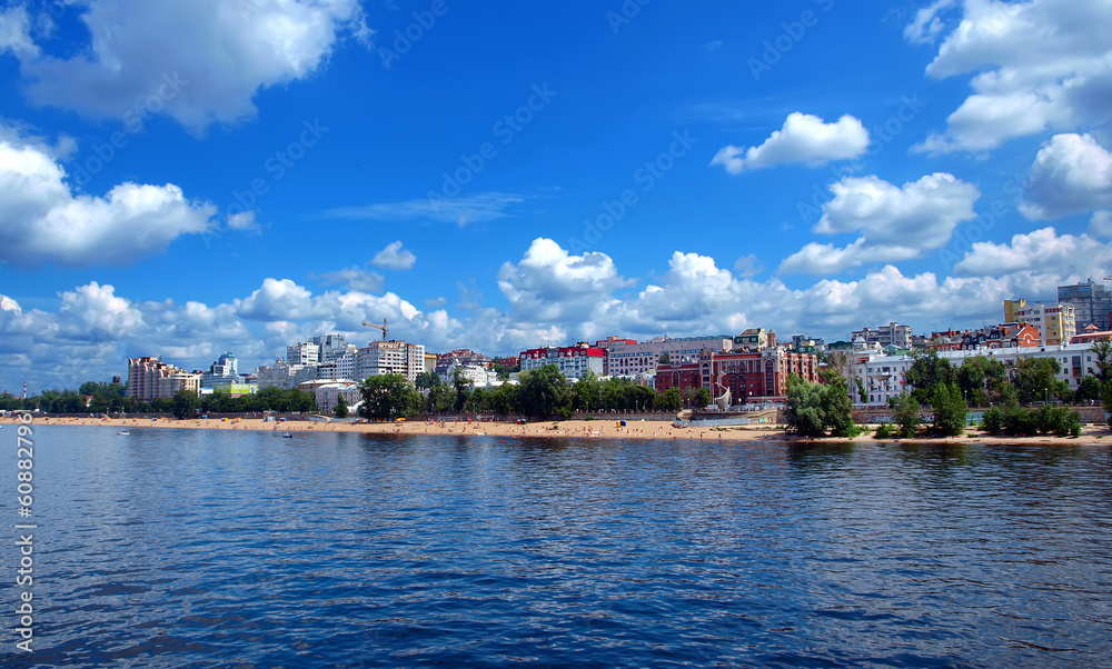 View of the city of Samara with the great Russian river Volga