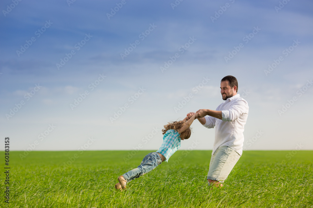 Father and child having fun