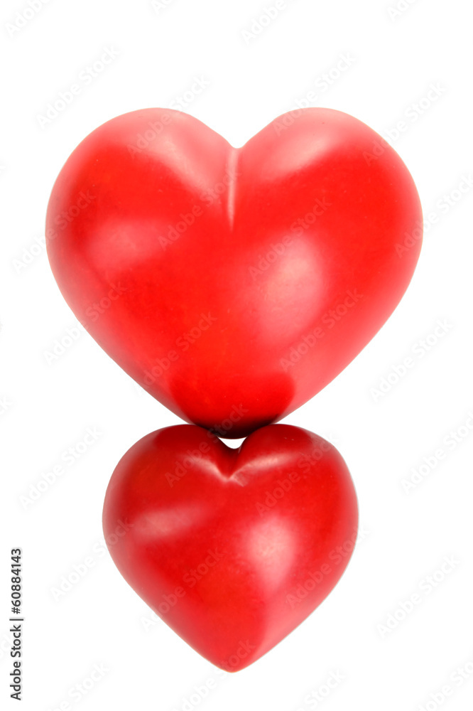 two decorative red heart