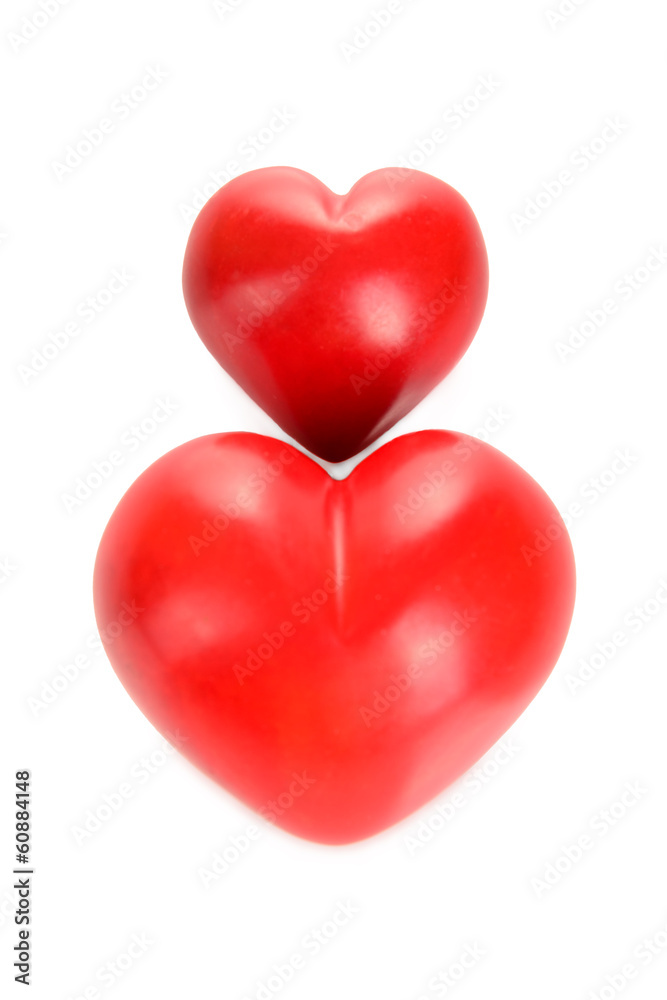 two decorative red heart