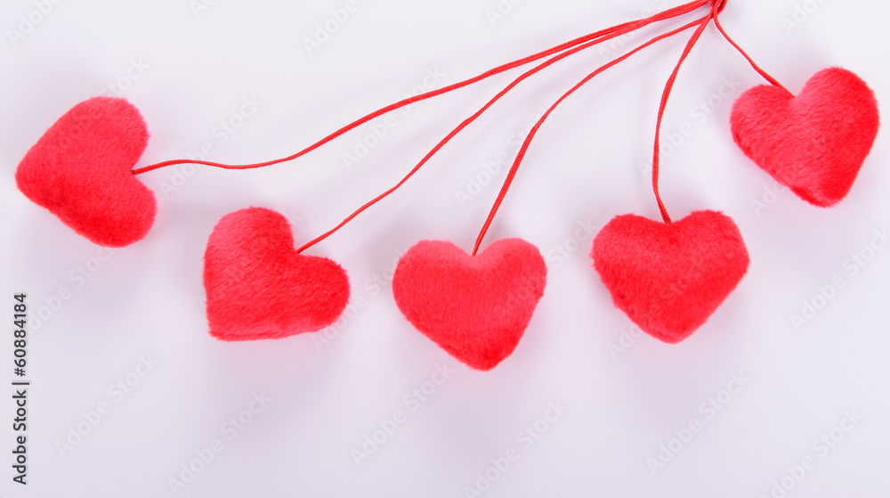 five decorative red heart five decorative red heart