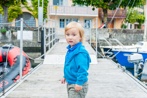 Outdoor portrait of a cute toddler boy on a nice day