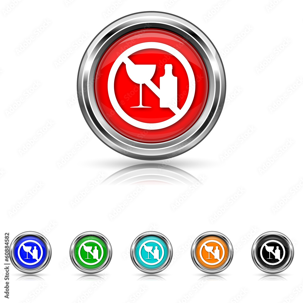 No alcohol icon - six colours set