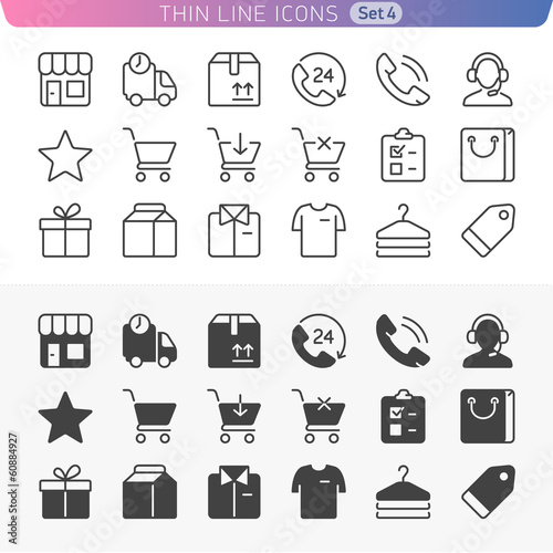 Shopping and money set. Trendy line icons for web and mobile