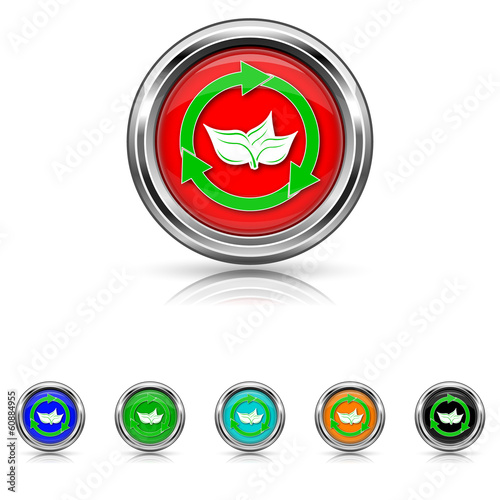 Recycle arrows icon - six colours set
