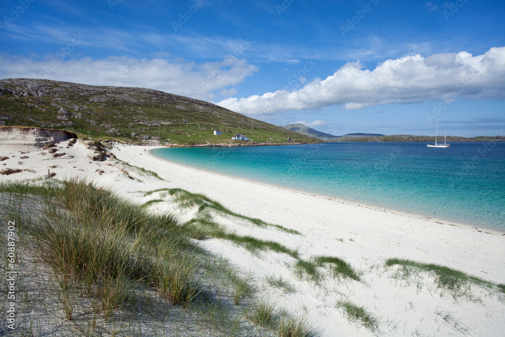 Hebrides in summer : colorful bay of Vatersay