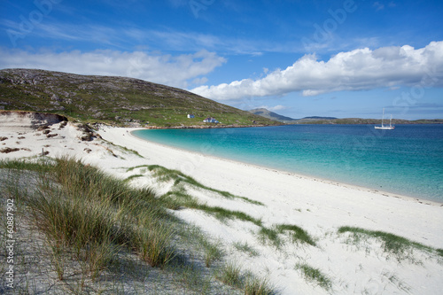 Hebrides in summer   colorful bay of Vatersay