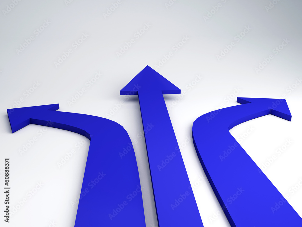3d illustration of three arrows, choice concept 3d illustration of three arrows, choice concept