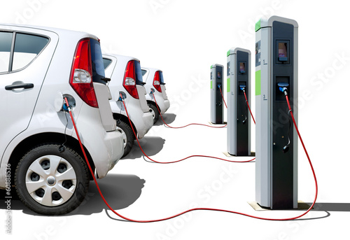 Elektroautos Flotte an Stromtankstelle - Electric Cars Charging photo