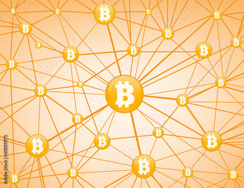 Bitcoin network yellow  background